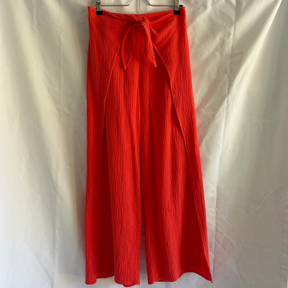 YFB Coral Wide-Leg Tie-Waist and Wrapped Pants/Bathing Suit Cover Up, Small